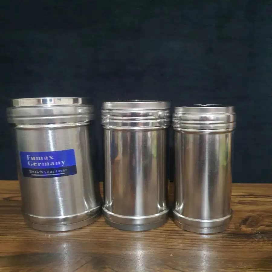 ست 3 عددی نمکدان استیل برند fumax germany — تصویر ۳