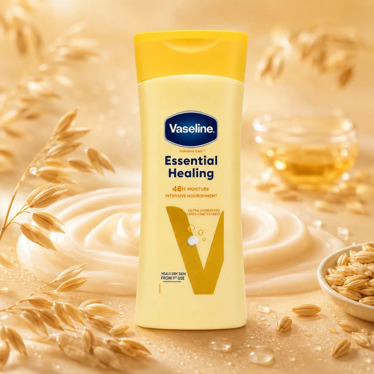 لوسیون بدن با عصاره جو دوسر وازلین Vaseline مدل Essential Healing حجم ۲۰۰ میل — تصویر ۴