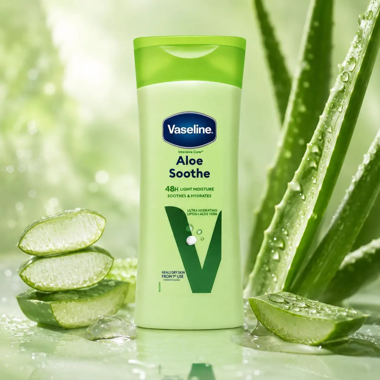 لوسیون بدن آلوئه ورا وازلین Vaseline مدل Aloe Soothe حجم ۲۰۰ میل — تصویر ۴