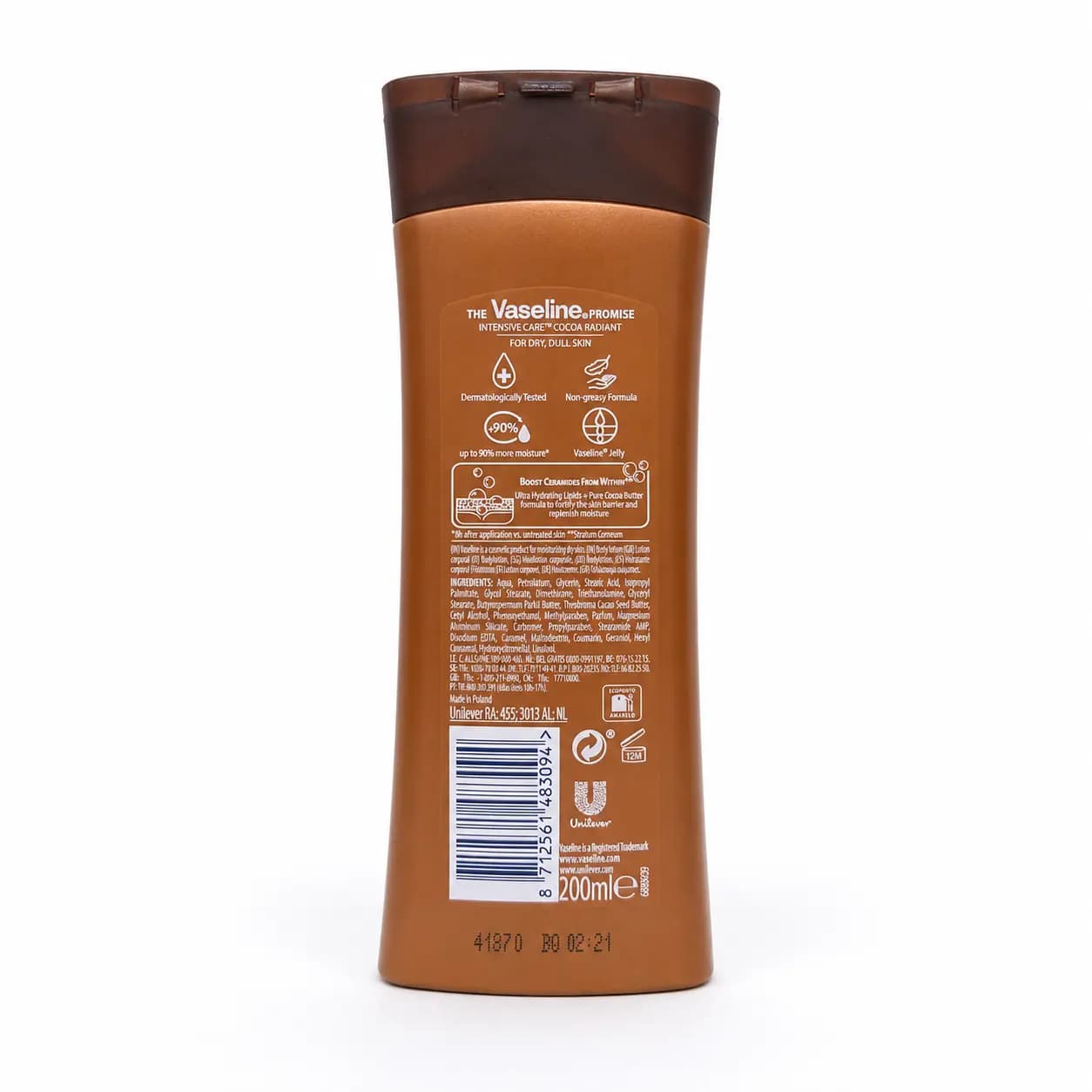 لوسیون بدن کاکائویی وازلین Vaseline مدل Cocoa Radiant حجم ۲۰۰ میل — تصویر ۳