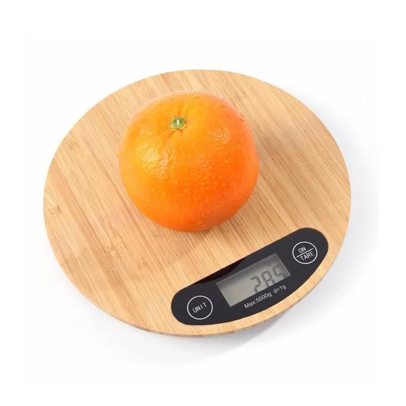 ترازوی دیجیتال آشپزخانه چوبی Eectronic Kitchen Scale مدل گرد