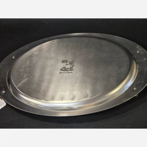 سینی استیل بیضی ارتیستون مدل صدفی دسته طلایی کد 15479 — تصویر ۵
