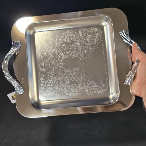سینی استیل مربع ارتیستون مدل صدفی کد 1347 — تصویر ۴