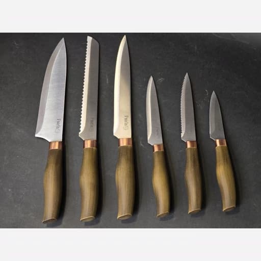 سرویس کارد اشپزخانه پرارین مدل اسپیرال دنیز چوبی 7 پارچه کد 8111-8105 — تصویر ۳