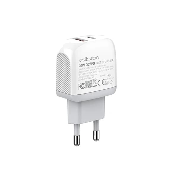 شارژر دیواری 20 وات سیبراتون مدل S-W2220i-PD (همراه با کابل)
