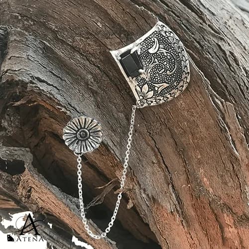 سنجاق کت نقره مردانه طرح یزدان — تصویر ۲
