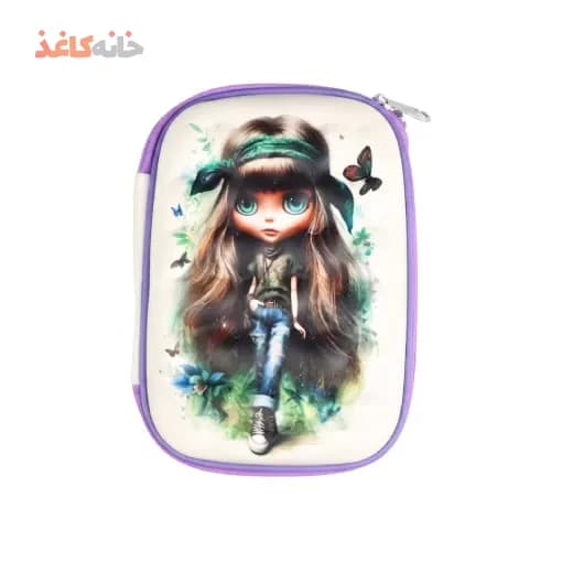 جامدادی کتابی طرح دختر با سربند سبز