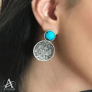 گوشواره نقره طرح پرشور