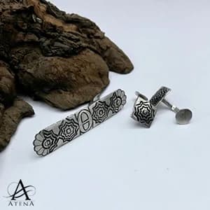 گیره کراوات و دکمه سردست نقره طرح بخشا