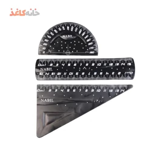 ست 3 تیکه خط کش گونیا نقاله مشکی نابیل