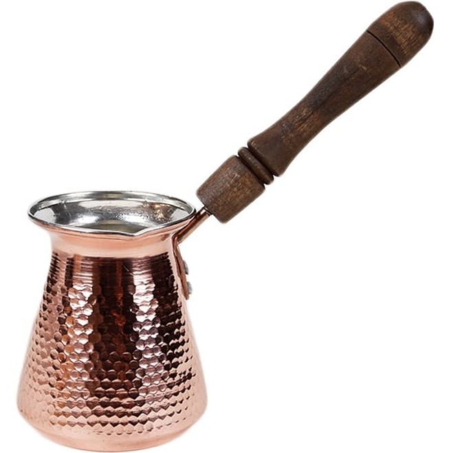 جزوه قهوه دوکاپ مسی دسته چوبی بسیار مرغوب