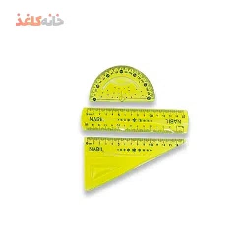 ست 3 تیکه خط کش گونیا نقاله زرد نابیل — تصویر ۵