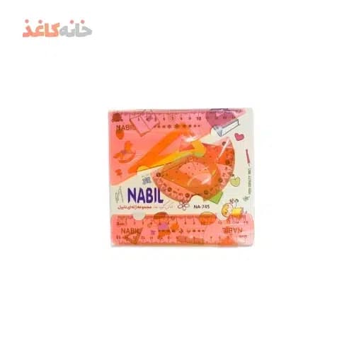 ست 3 تیکه خط کش گونیا نقاله صورتی نابیل — تصویر ۳
