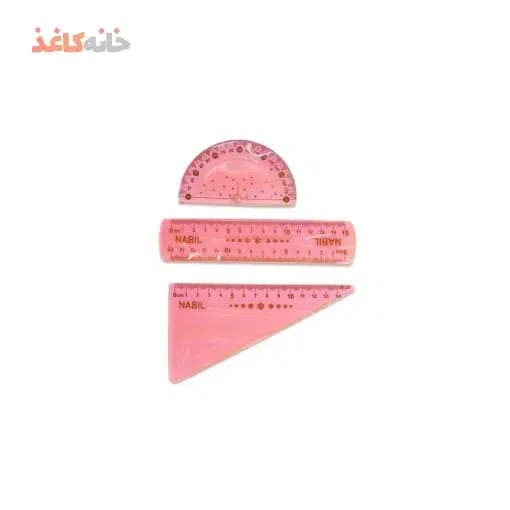 ست 3 تیکه خط کش گونیا نقاله صورتی نابیل