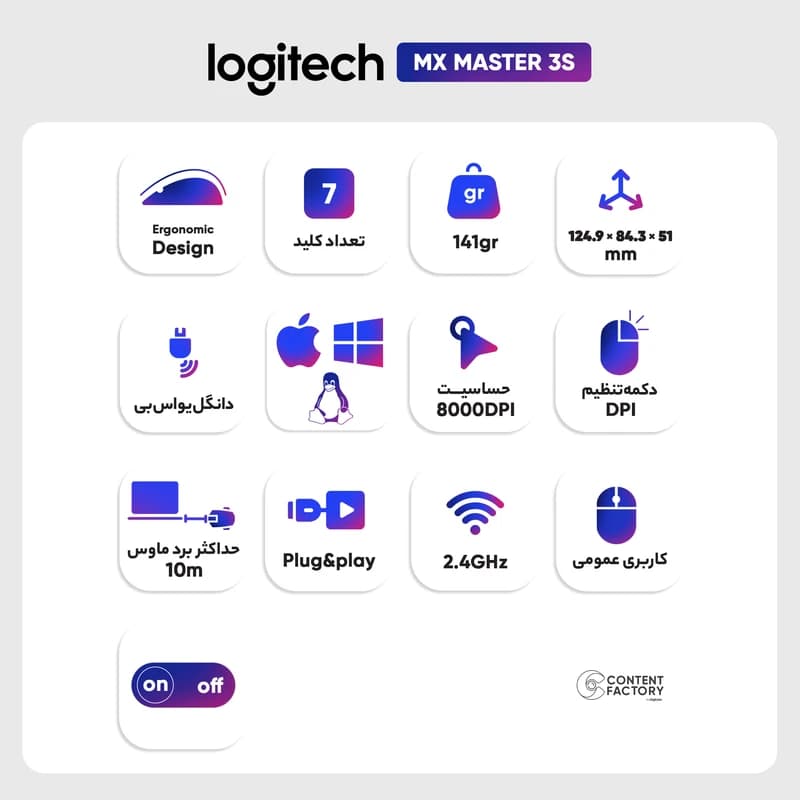 موس بی سیم Logitech MX Master 3S Performance — تصویر ۷