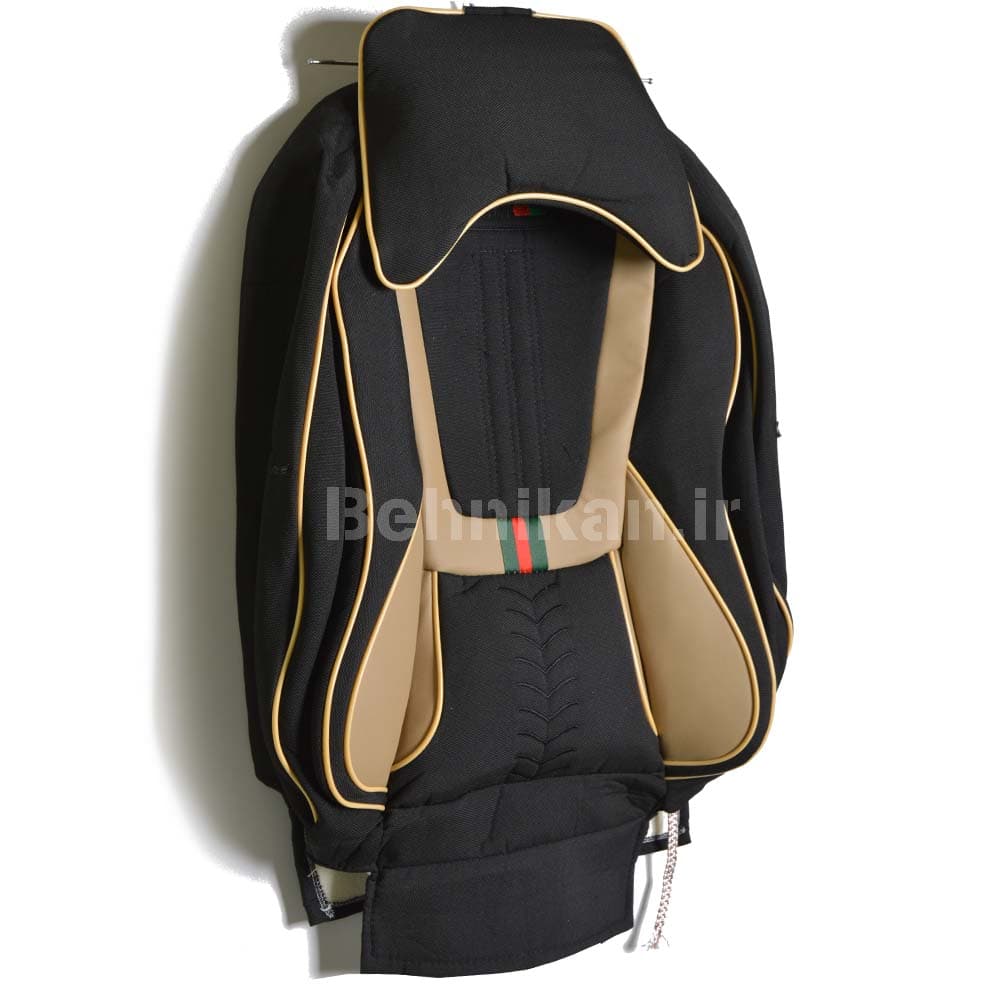 روکش صندلی پارچه برزنت سنگین طرح GUCCI برند رایکو مناسب پژو 405 جدید slx (کوهاندار) کد 77373