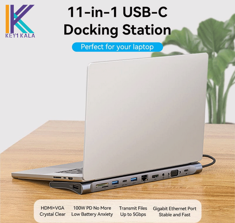 هابPD Docking Station 0.25m Gray Metal Type Multi-function USB-C to HDMI — تصویر ۲