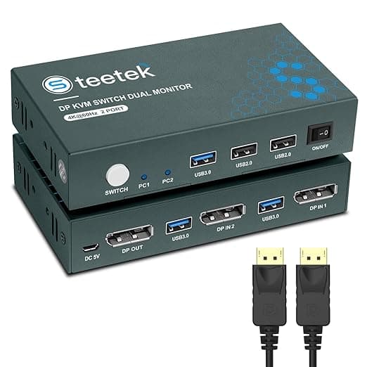 سوئیچ KVM DisplayPort Steetek USB 3.0 دو پورت 4K@60Hz