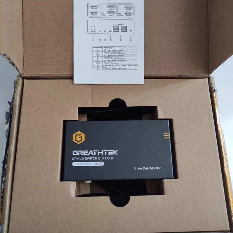 سوئیچ KVM دو پورت GREATEK USB 2.0 | کنترل دو کامپیوتر با یک مانیتور — تصویر ۴