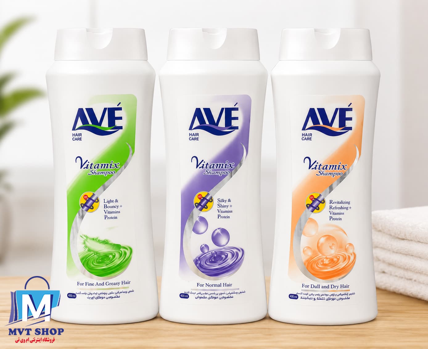 شامپوصدفی اوه AVÉ Vitamix مخصوص موهای خشک و آسیب‌دیده (برچسب نارنجی – For Dull & Dry Hair)