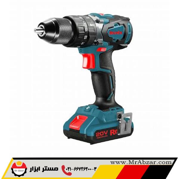 کیت دریل پیچ گوشتی چکشی شارژی براشلس 20 ولت 8905k رونیکس