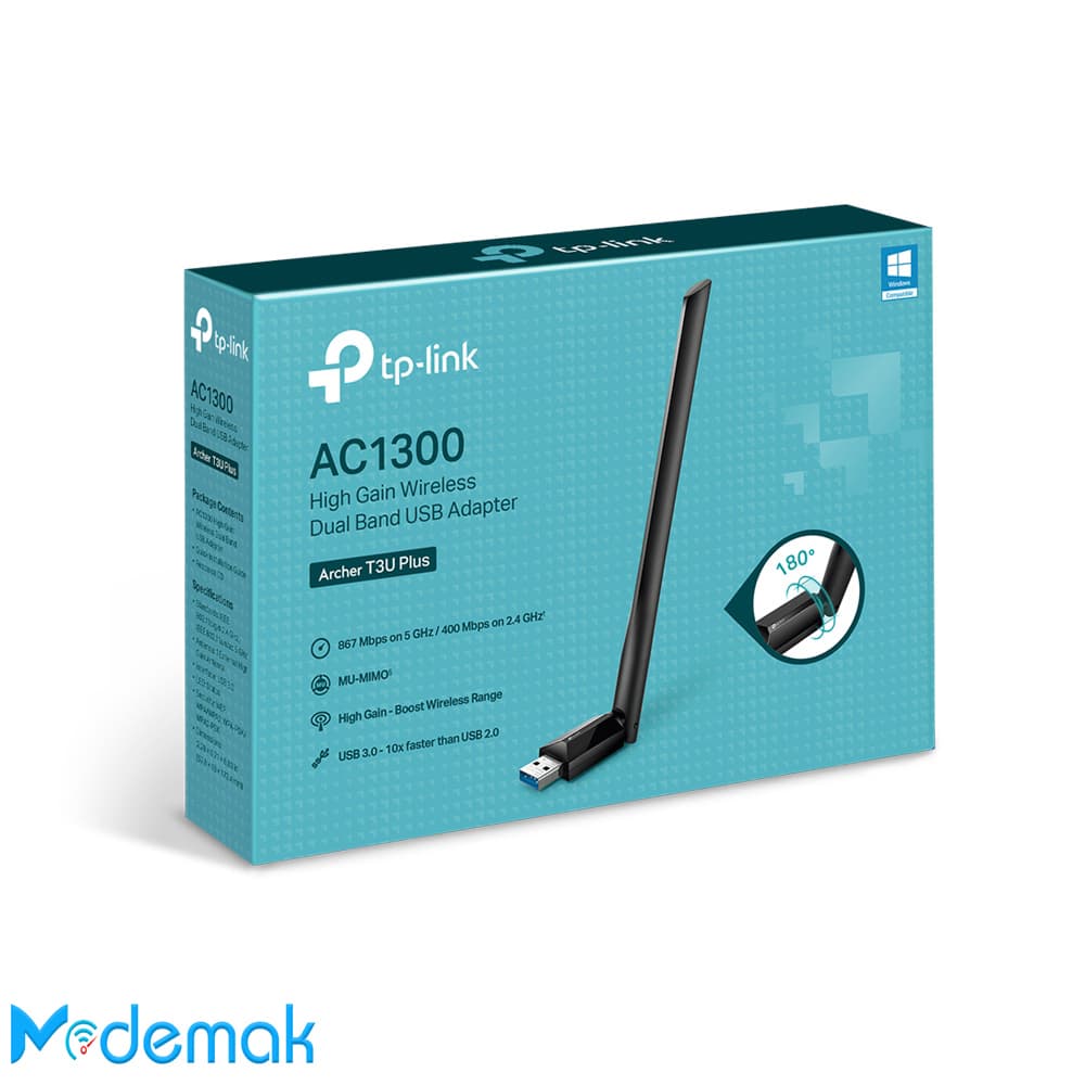 کارت شبکه USB بی سیم تی پی لینک TP-Link T3U Plus AC1300 — تصویر ۴