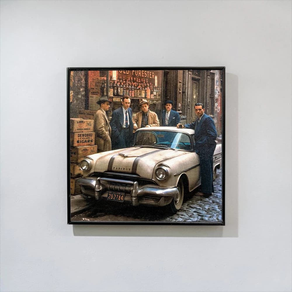 تابلو طرح mens and vintage car