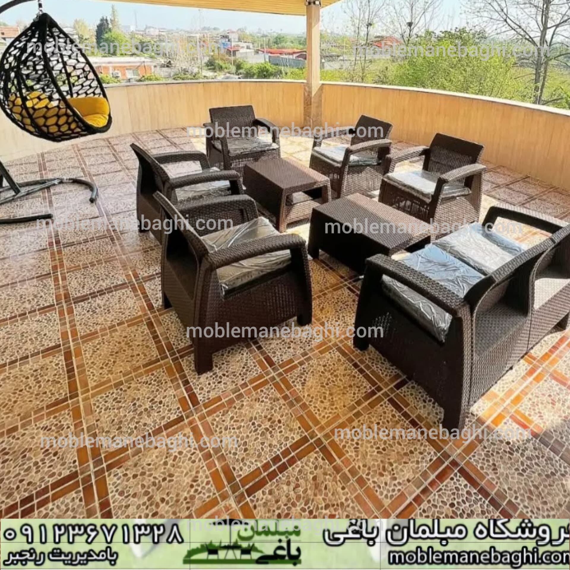 ست مبل حصیری مبلمان باغی 7نفره