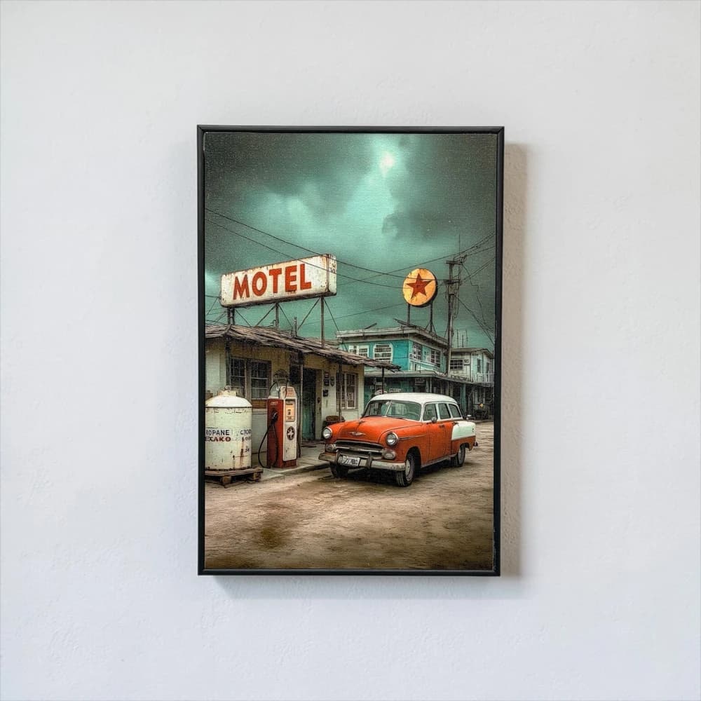 تابلو طرح motel and red car