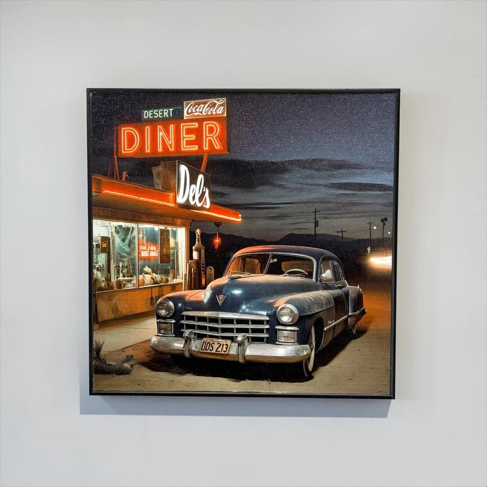 تابلو طرح diner and parked car