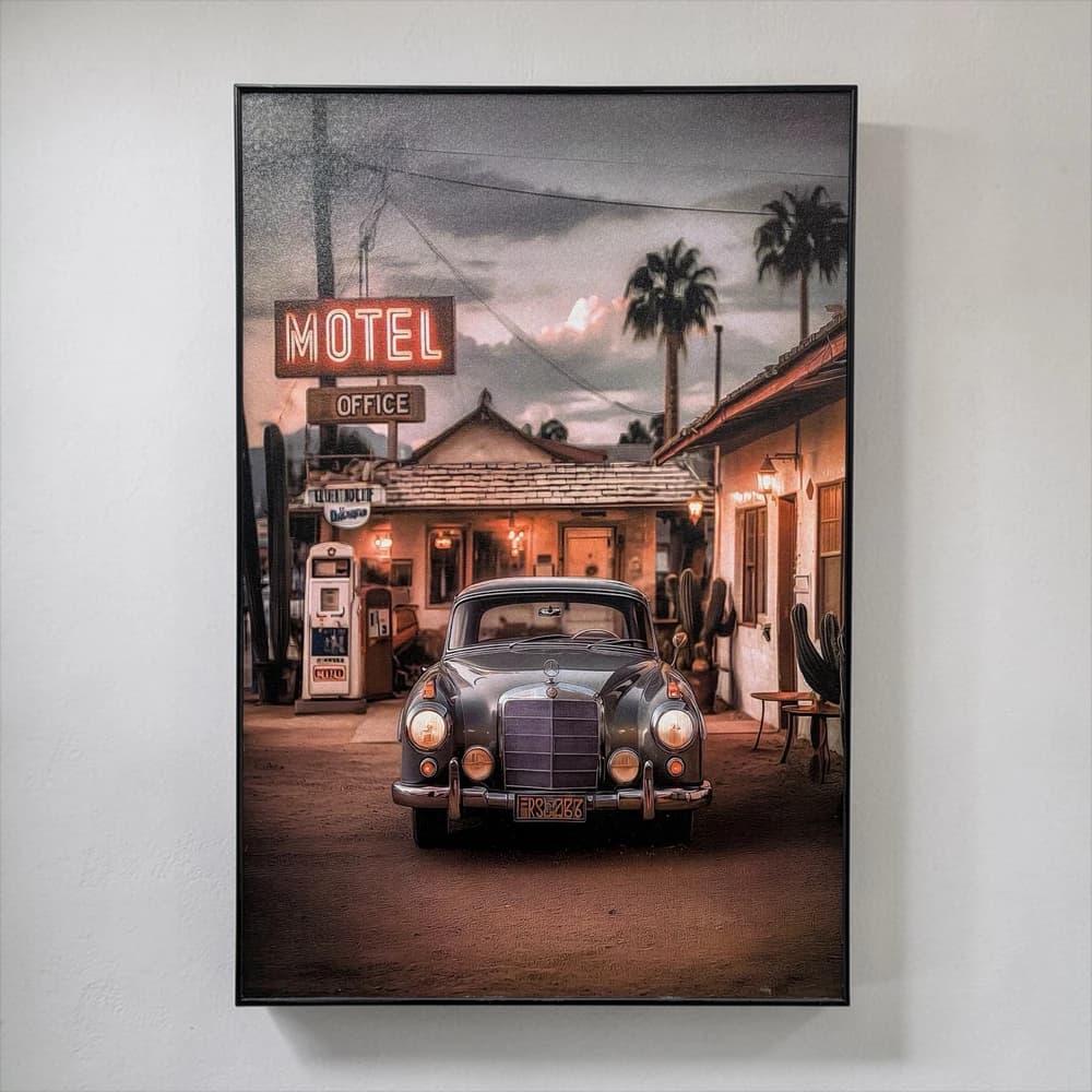 تابلو طرح motel and vintage car