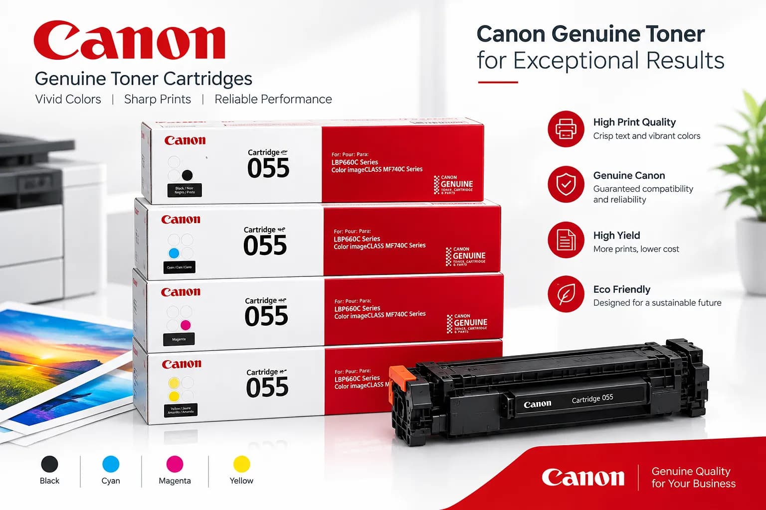 پک کارتریج تونر کانن مدل Canon 055 — تصویر ۲