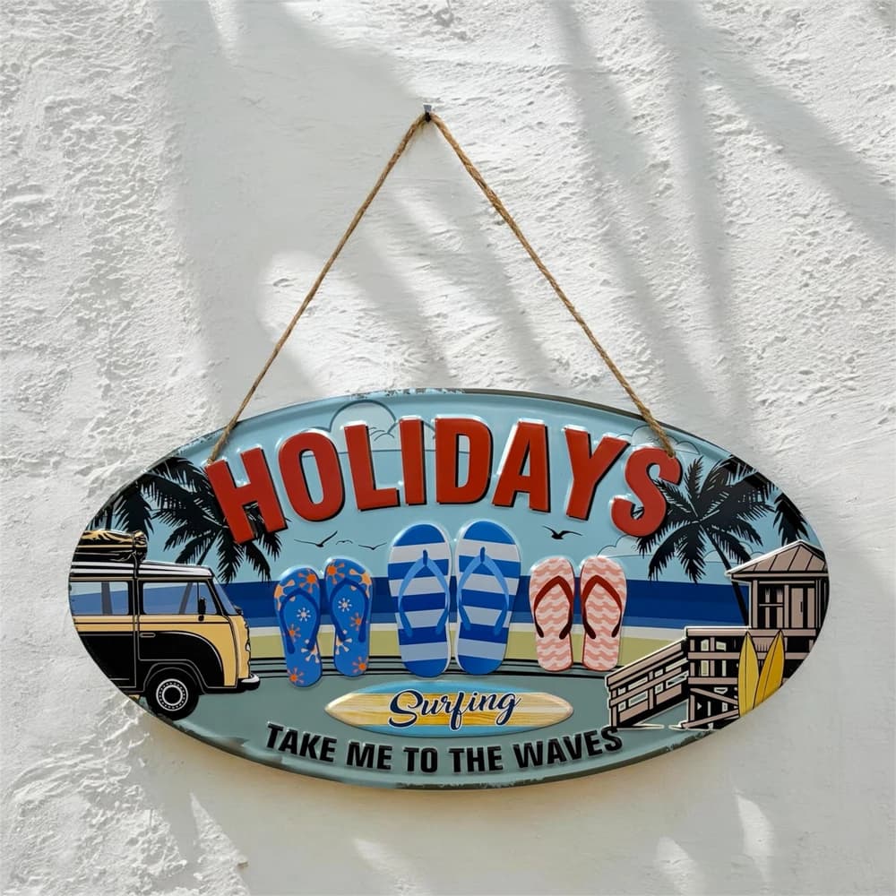 تابلو فلزی بیضی طرح holidays