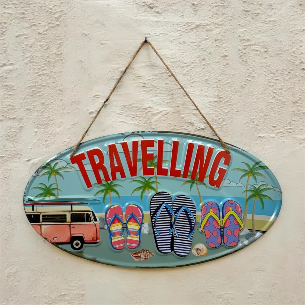 تابلو فلزی بیضی طرح travelling