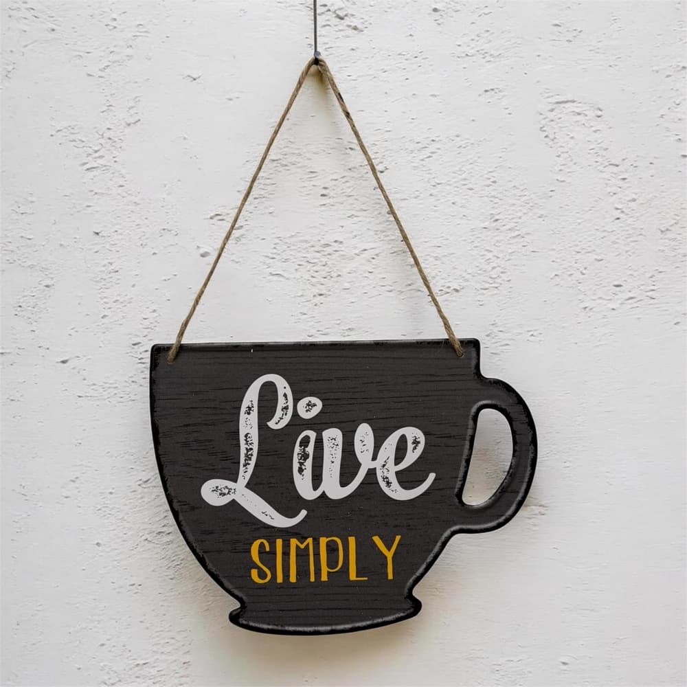 تابلو فلزی برجسته طرح فنجان live simply