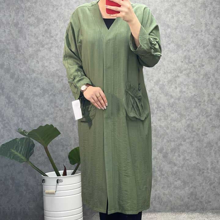 مانتو بلند جیب پاپیونی کد 52 — تصویر ۲