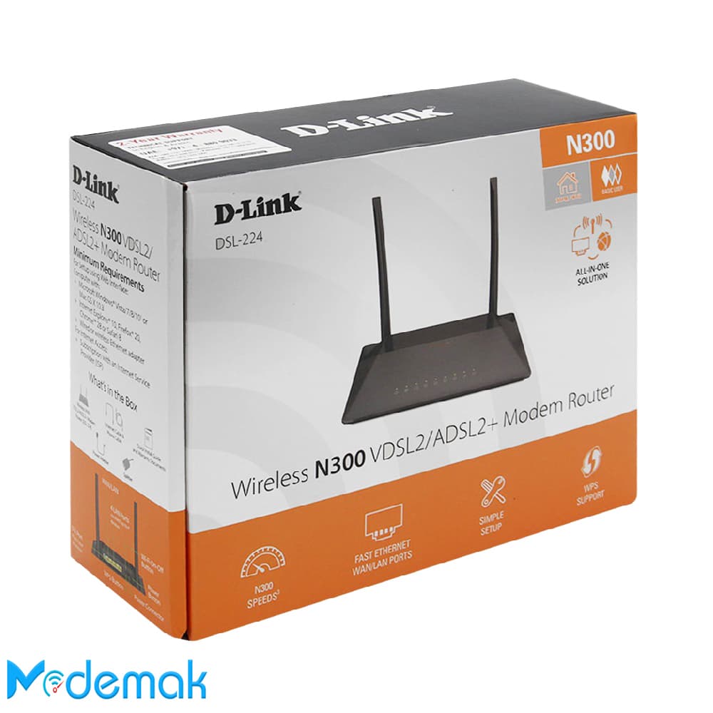 مودم دی لینک (سفید) D-Link DSL-124 N300 — تصویر ۸