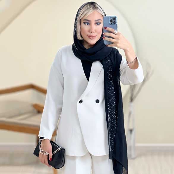 مانتو کتی مازراتی یقه ترکیبی کد 401 — تصویر ۲