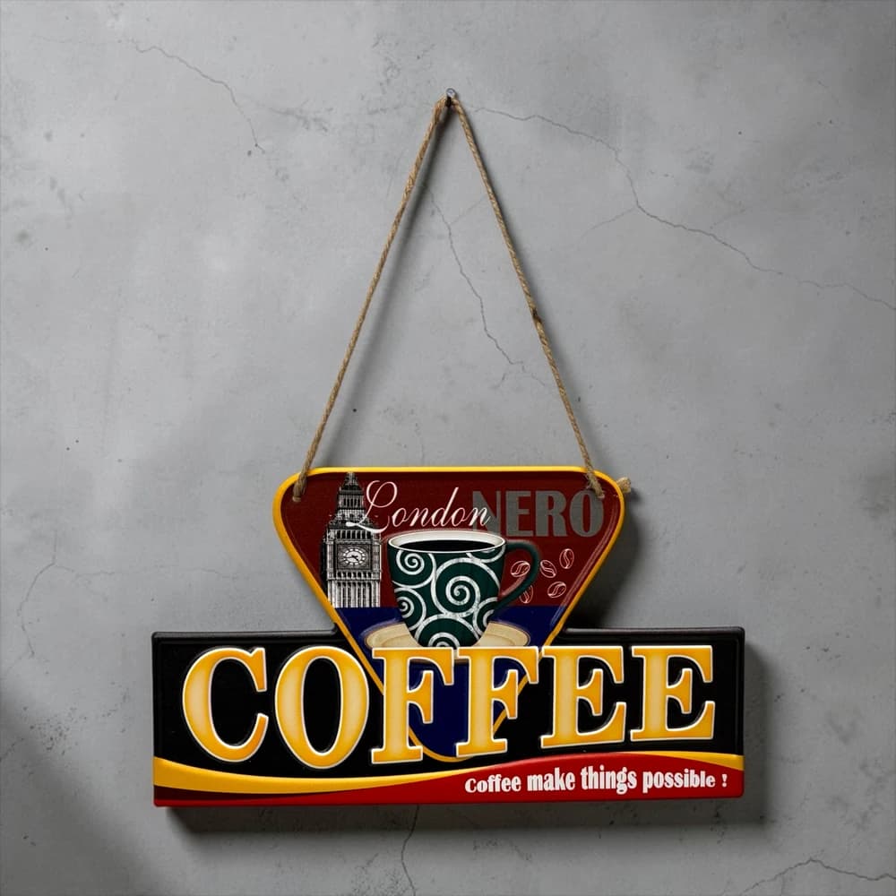 تابلو فلزی برجسته طرح London Coffee
