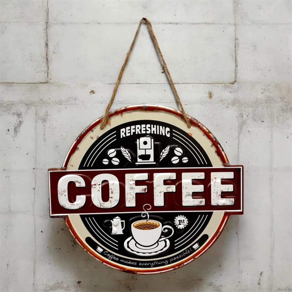 تابلو فلزی گرد طرح Coffee