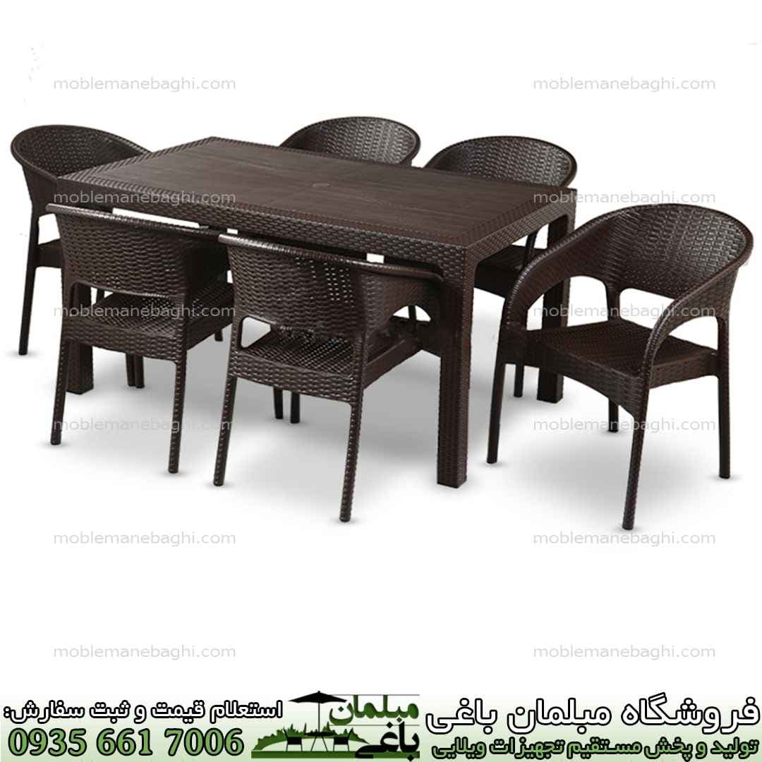 ست میز وصندلی 6نفره پلاستیکی حصیری ناصر 992-321