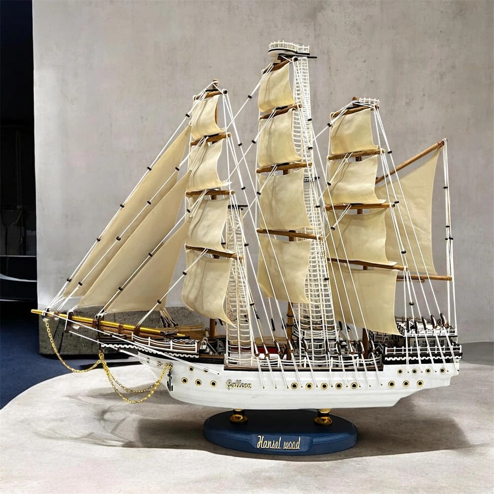 ماکت کشتی بادبانی چوبی دکوری سفید کد 803