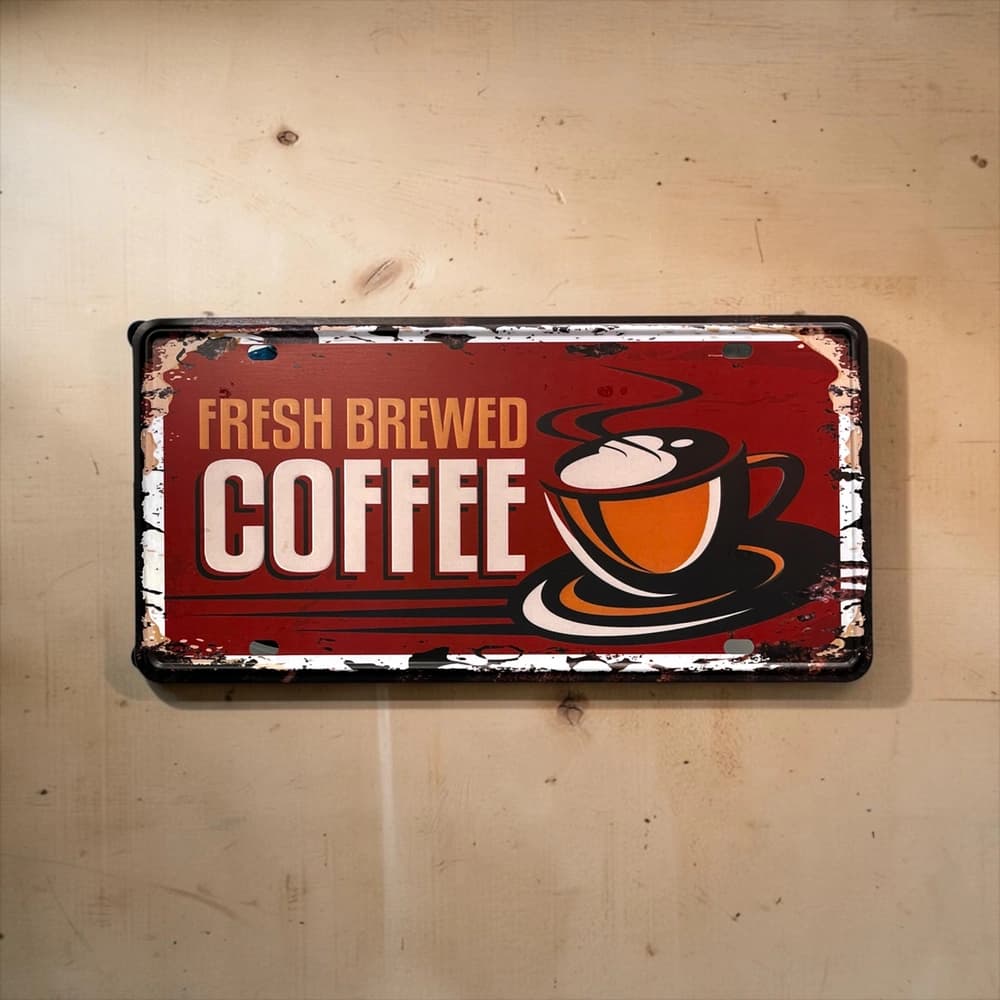 پلاک فلزی طرح Fresh Brewed Coffee ابعاد 30×15