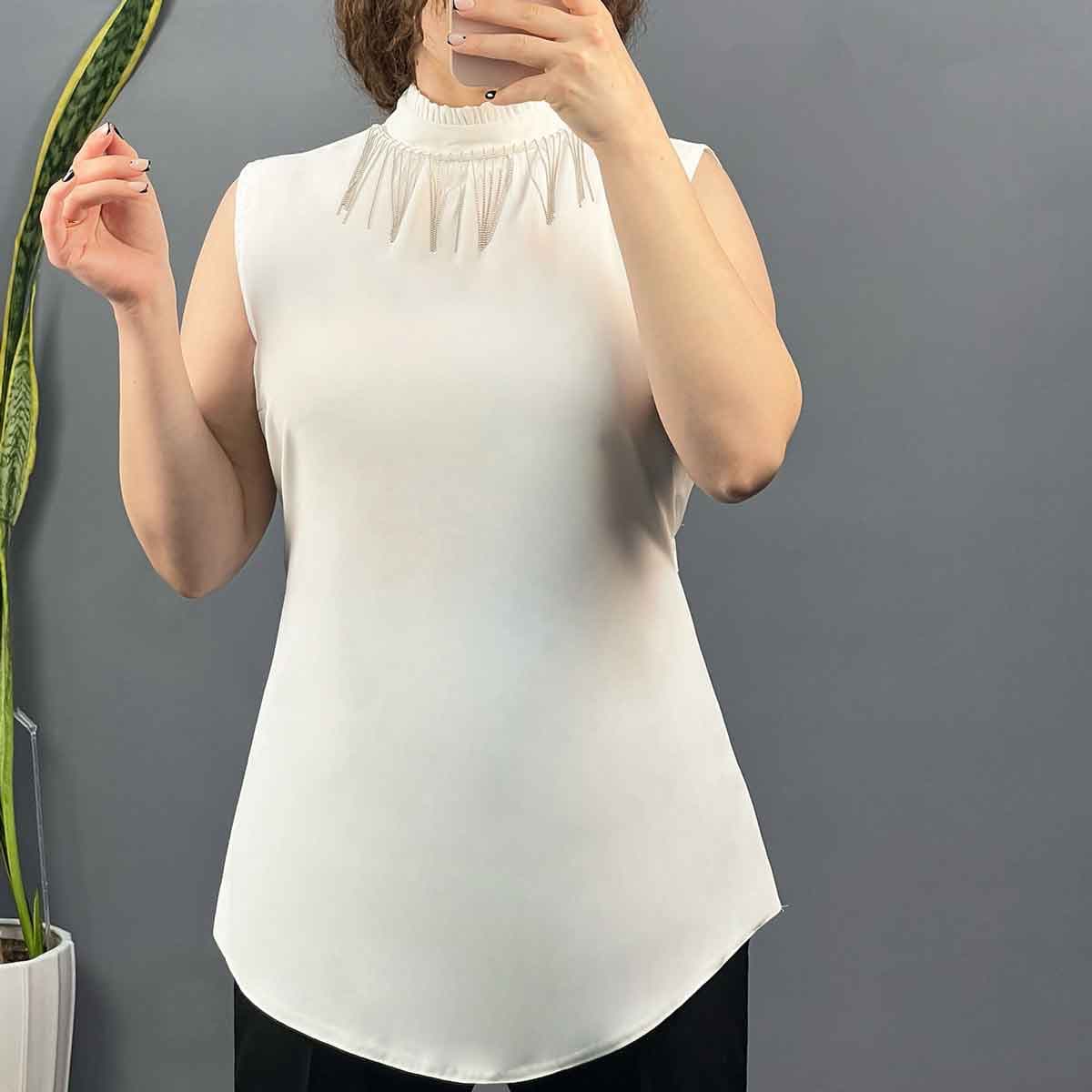 شومیز حریر آستین حلقه ای کد 0401 — تصویر ۲
