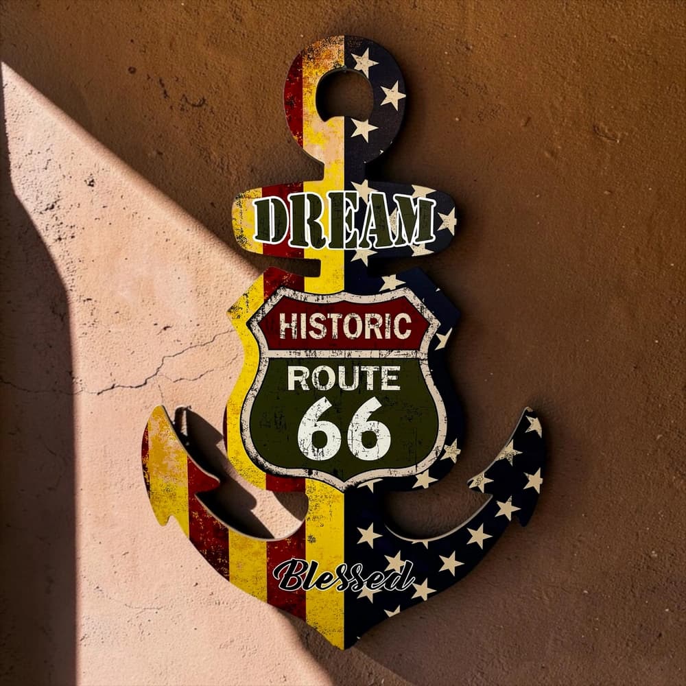 دیوارکوب چوبی طرح لنگر کشتی مدل Route 66