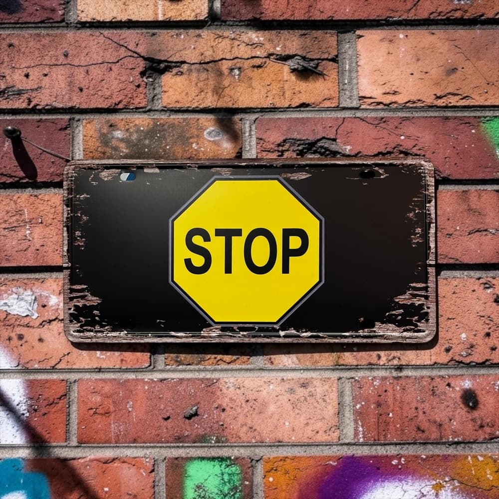 پلاک فلزی طرح STOP ابعاد 30×15