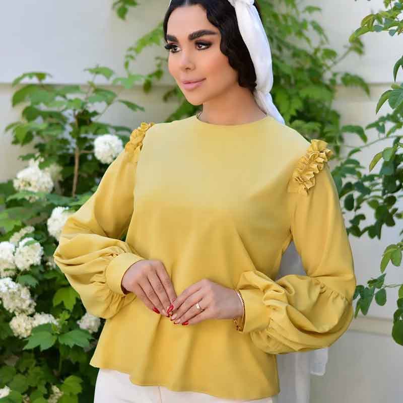 شومیز حریر آستین پفی کد 6997 — تصویر ۶