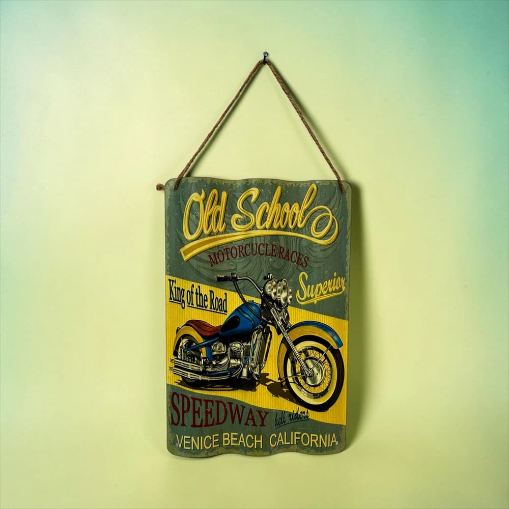 تابلو فلزی موج‌دار طرح Old School Motorcycles