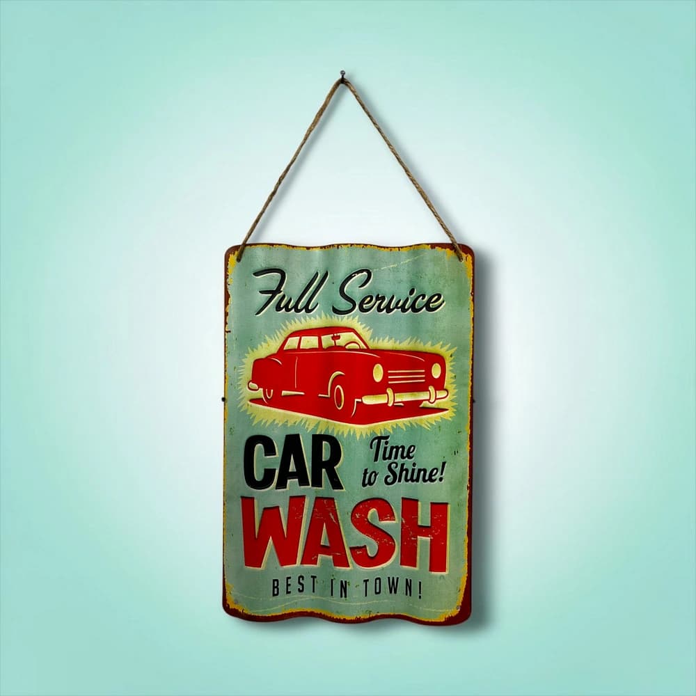 تابلو فلزی موج‌دار طرح Full Service Carwash