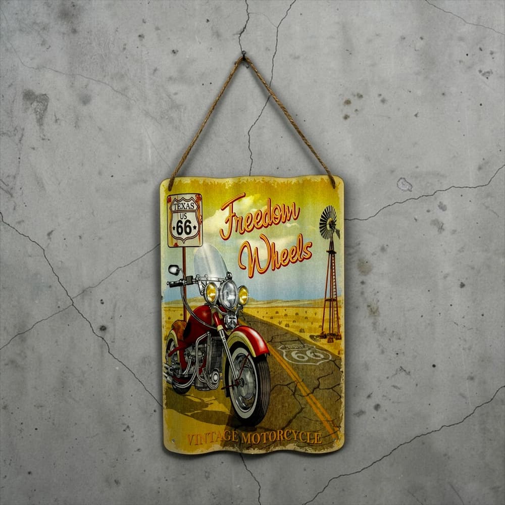 تابلو فلزی موج‌دار طرح Freedom Wheels